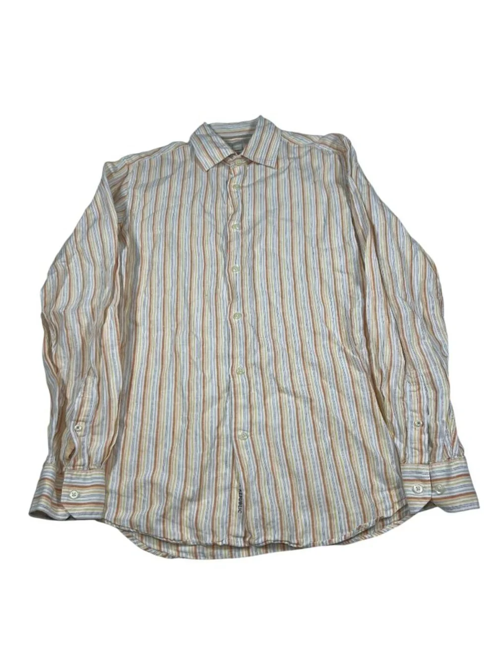 Banana Republic Mens Linen Striped Long Sleeve Button Up Shirt Size Medium